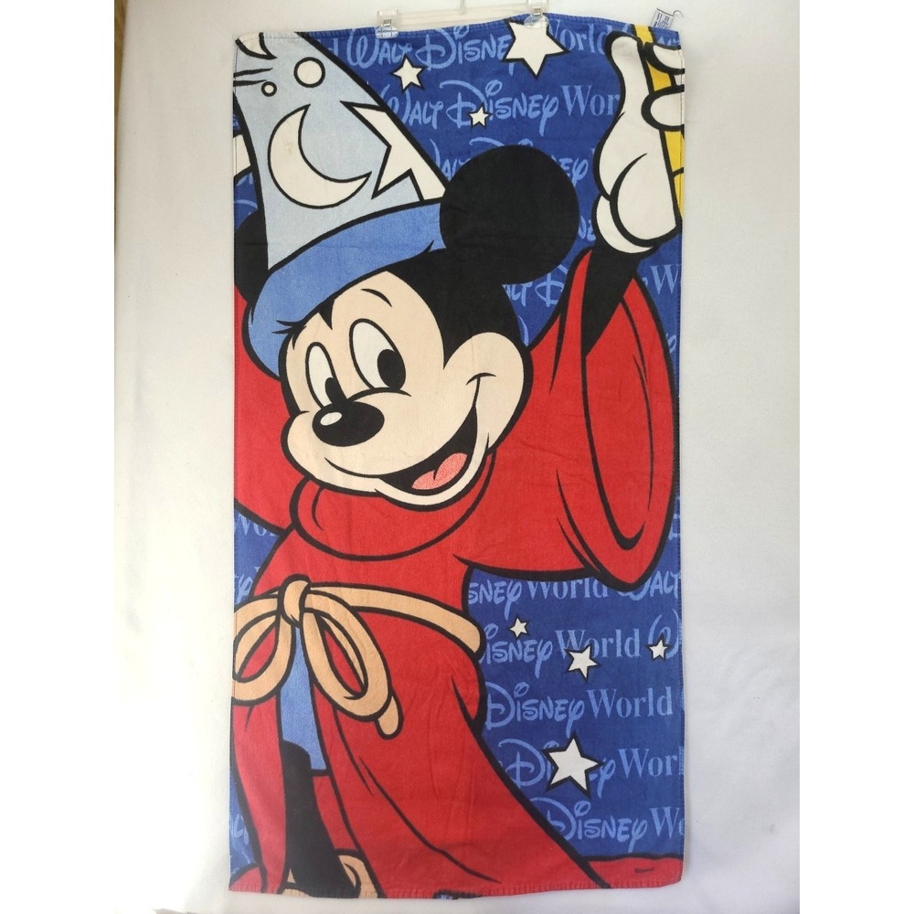 vintage 1990s mickey mouse DISNEY WORLD beach towel FANTASIA cotton 59x31